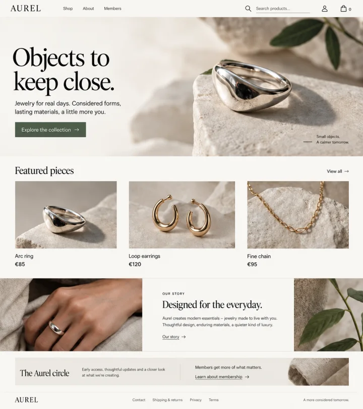 Aurel, a storefront example from LikeTik’s FlowStudio